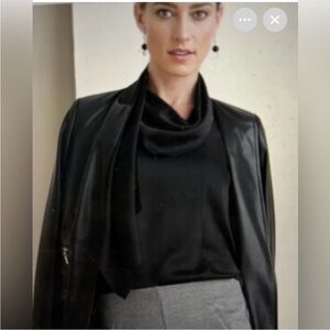 NWT Chico’s Long Sleeve Black Blouse with Neck Wrap. Size 3 = XL